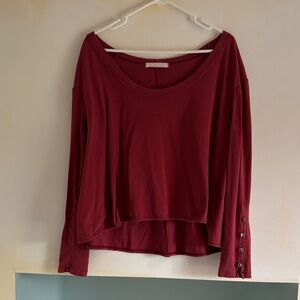 We The Free Deep Red Long Sleeve Blouse